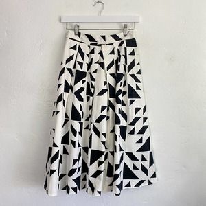 Asos Midi Skirt Women Size 4 Black White Geometric Triangles New